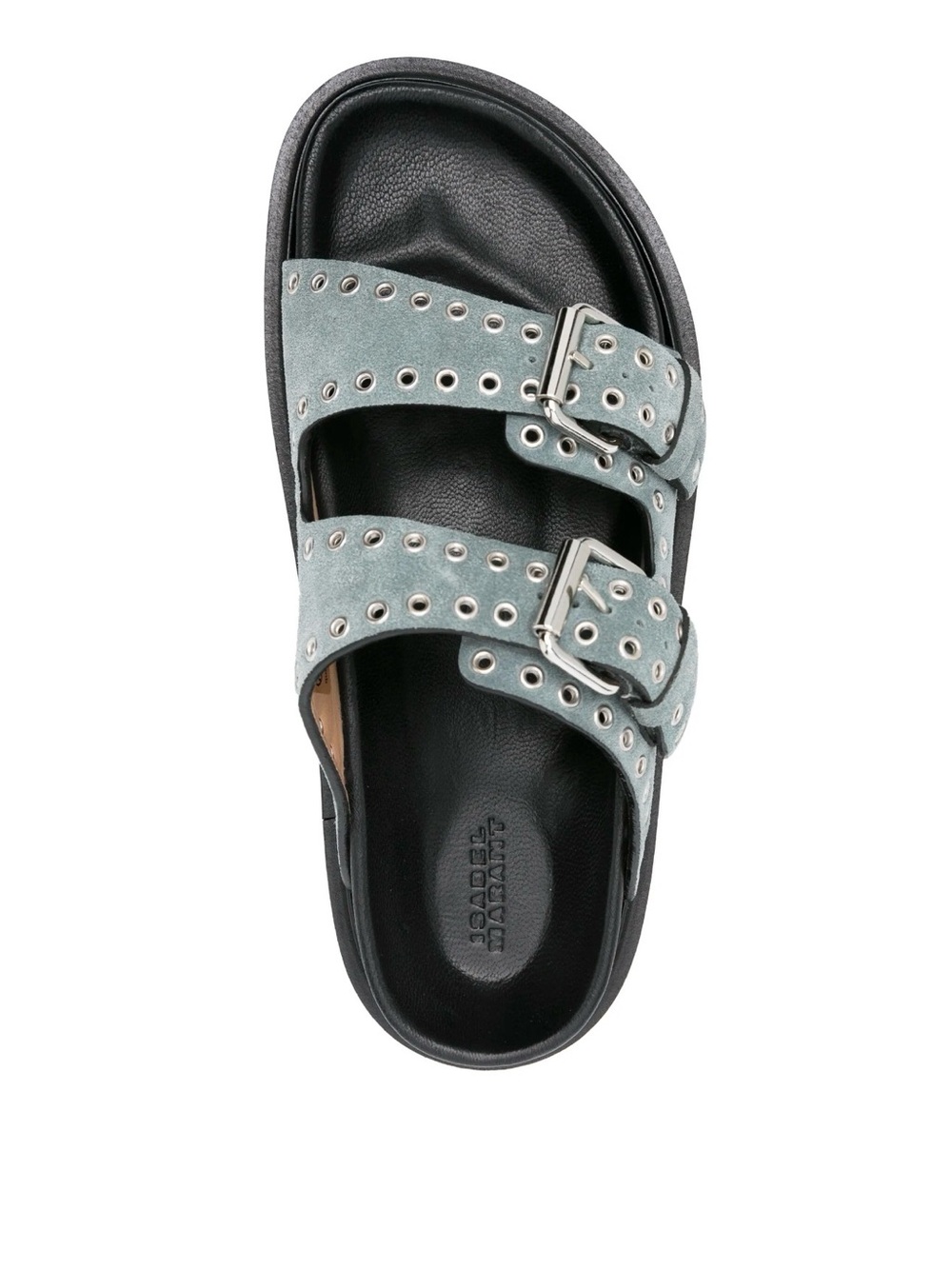 Isabel Marant Lennya Platform Light Blue Suede Double-Buckle Platform Sandals